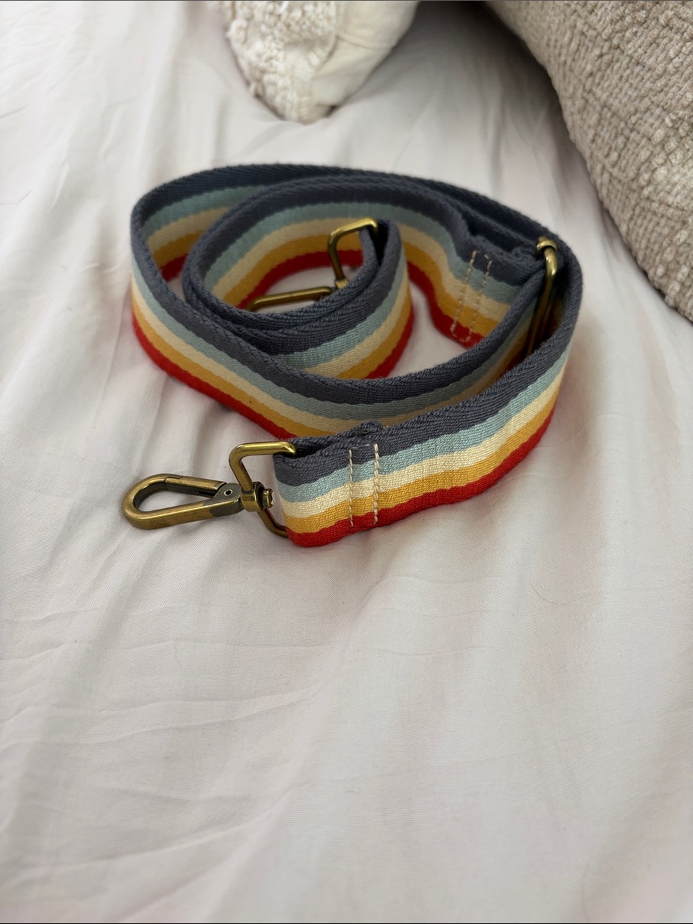 Madewell Striped Multicolor Canvas Bag Strap with Brass Hardware